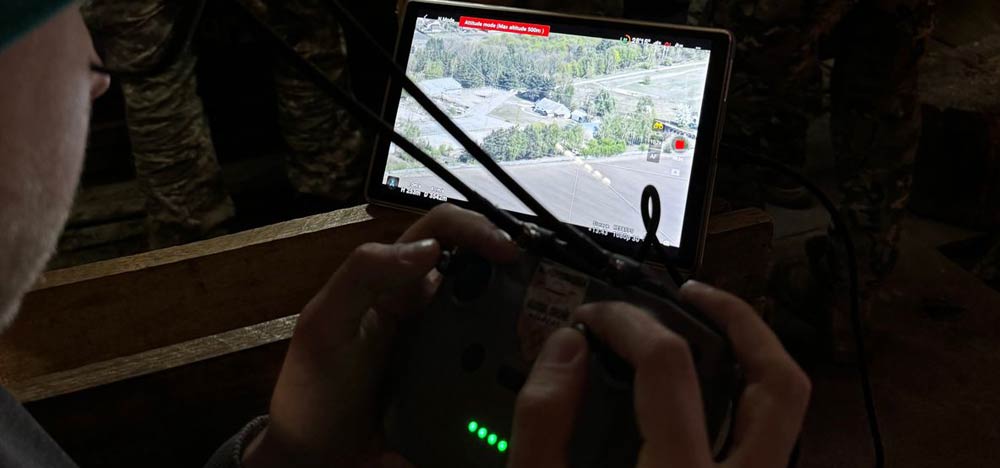 Man piloting drone